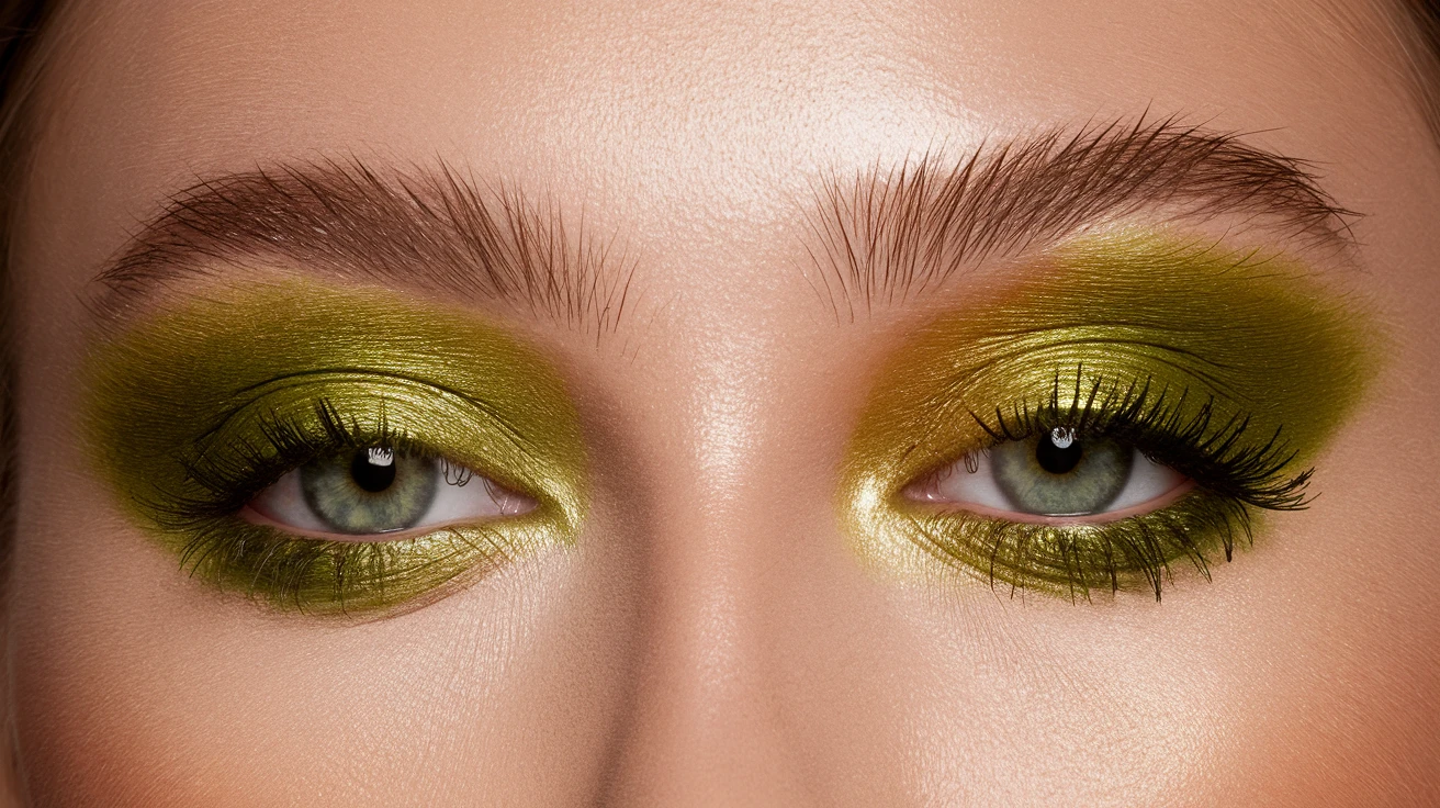 6. Olive and Gold Shimmer Combination