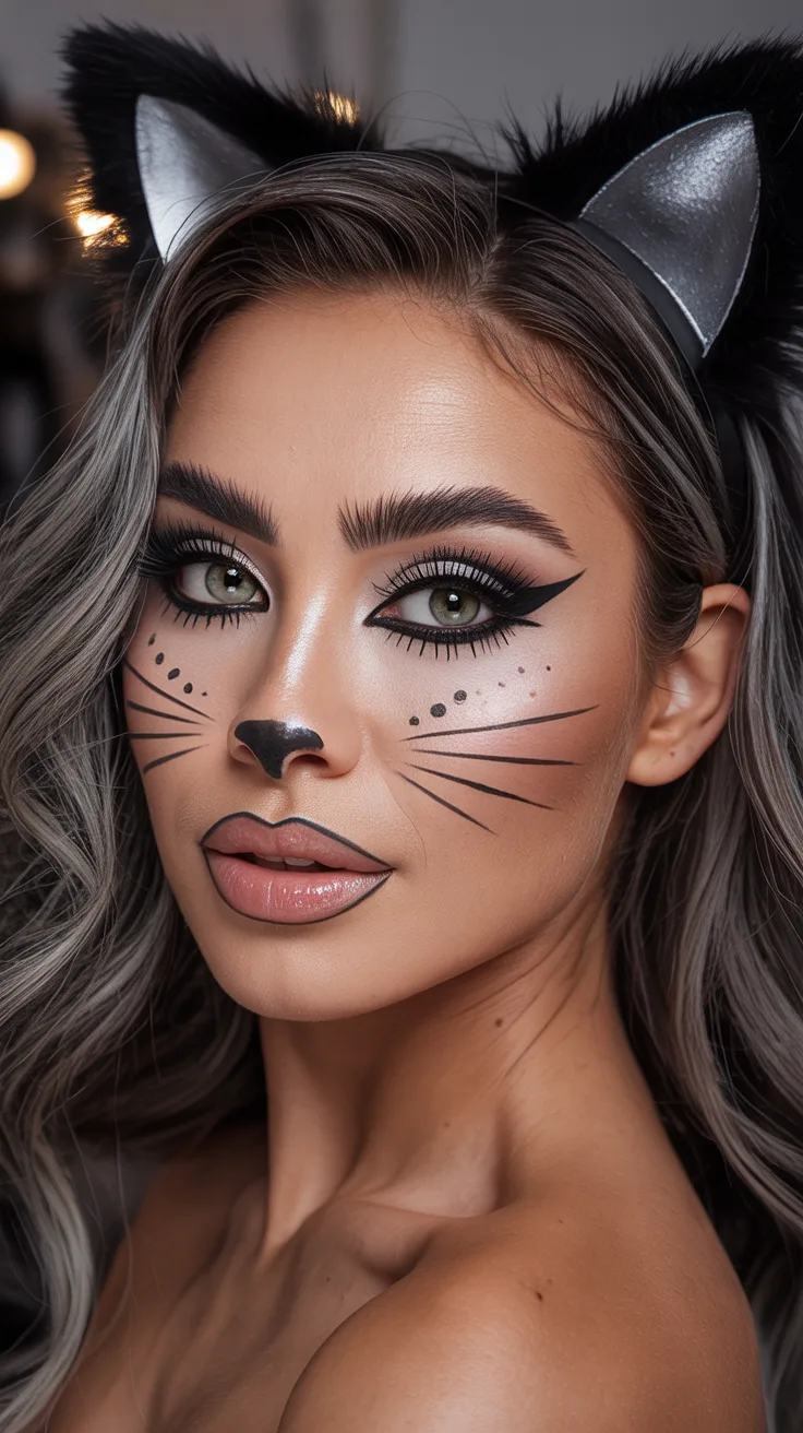 1. Classic Cute Black Cat Makeup