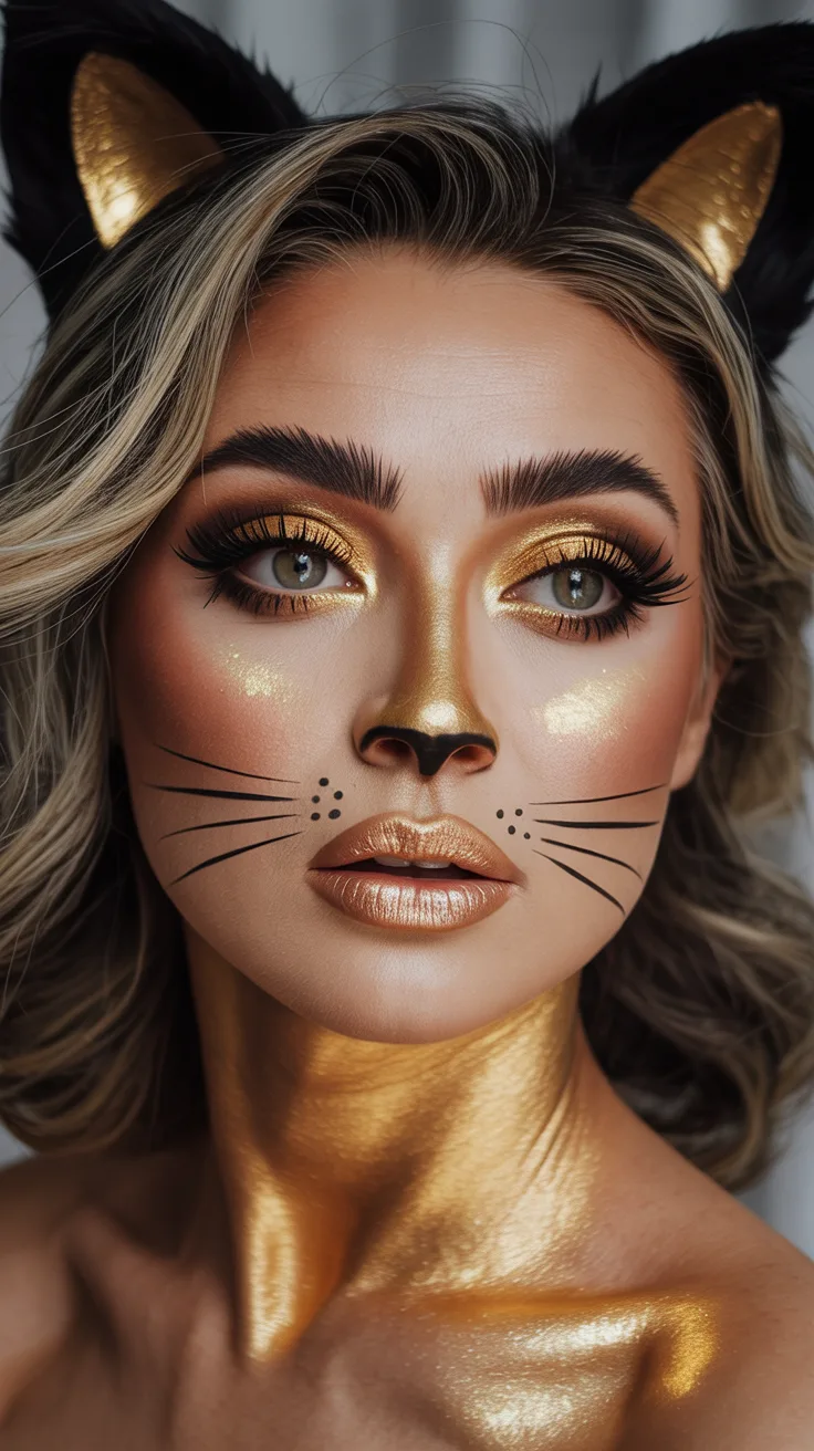 10. Golden Goddess Cat Makeup