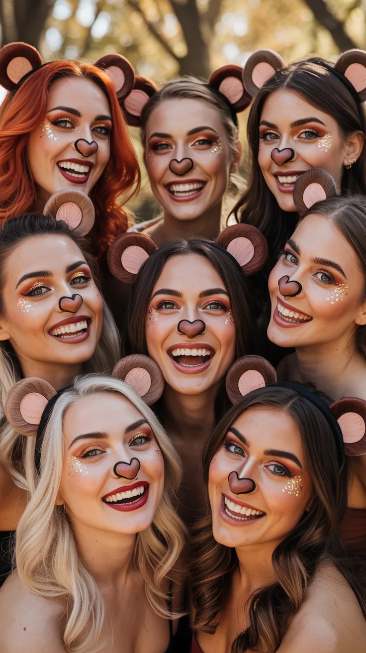 8. Matching Monkey Makeup for a Girls' Halloween Group
