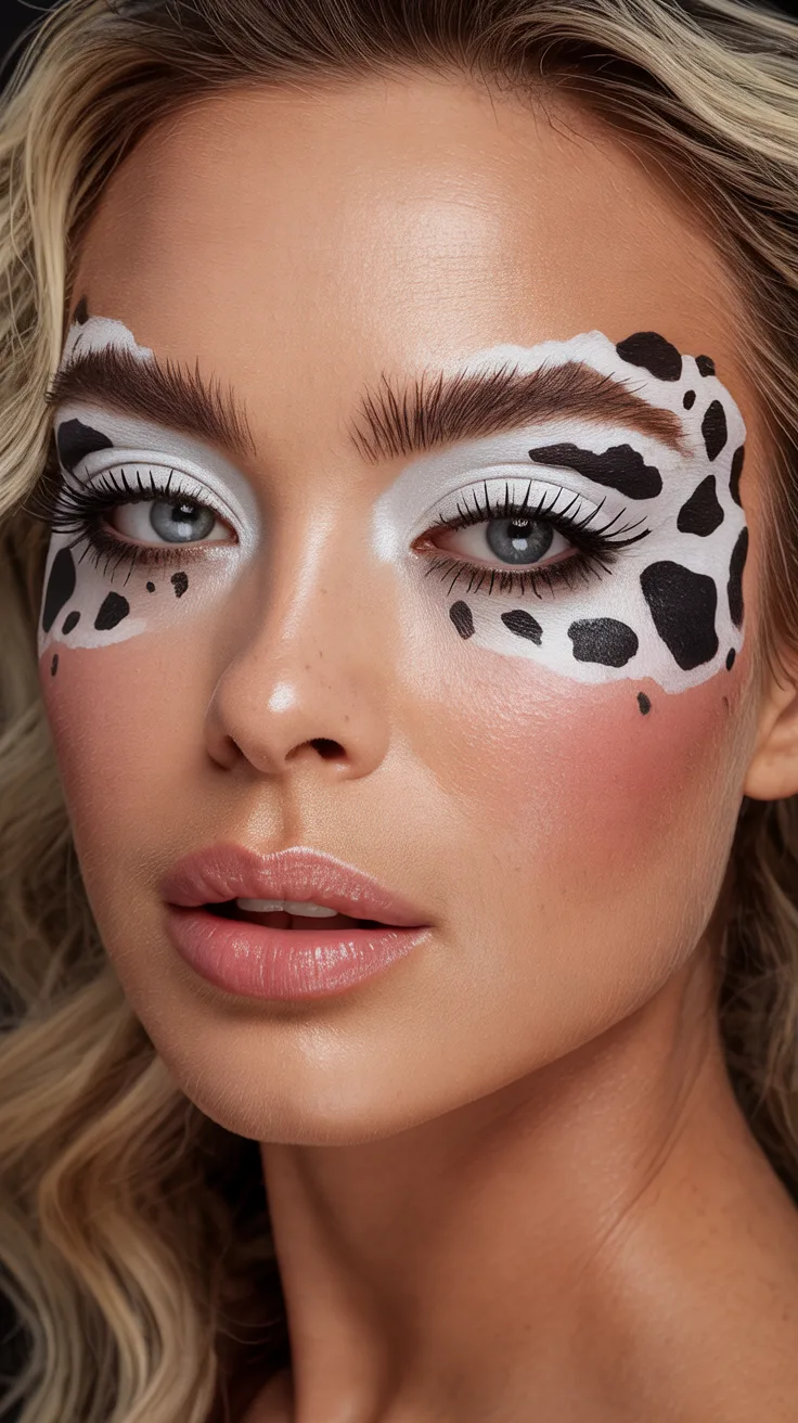2. Glamorous Cow-Print Eye Makeup
