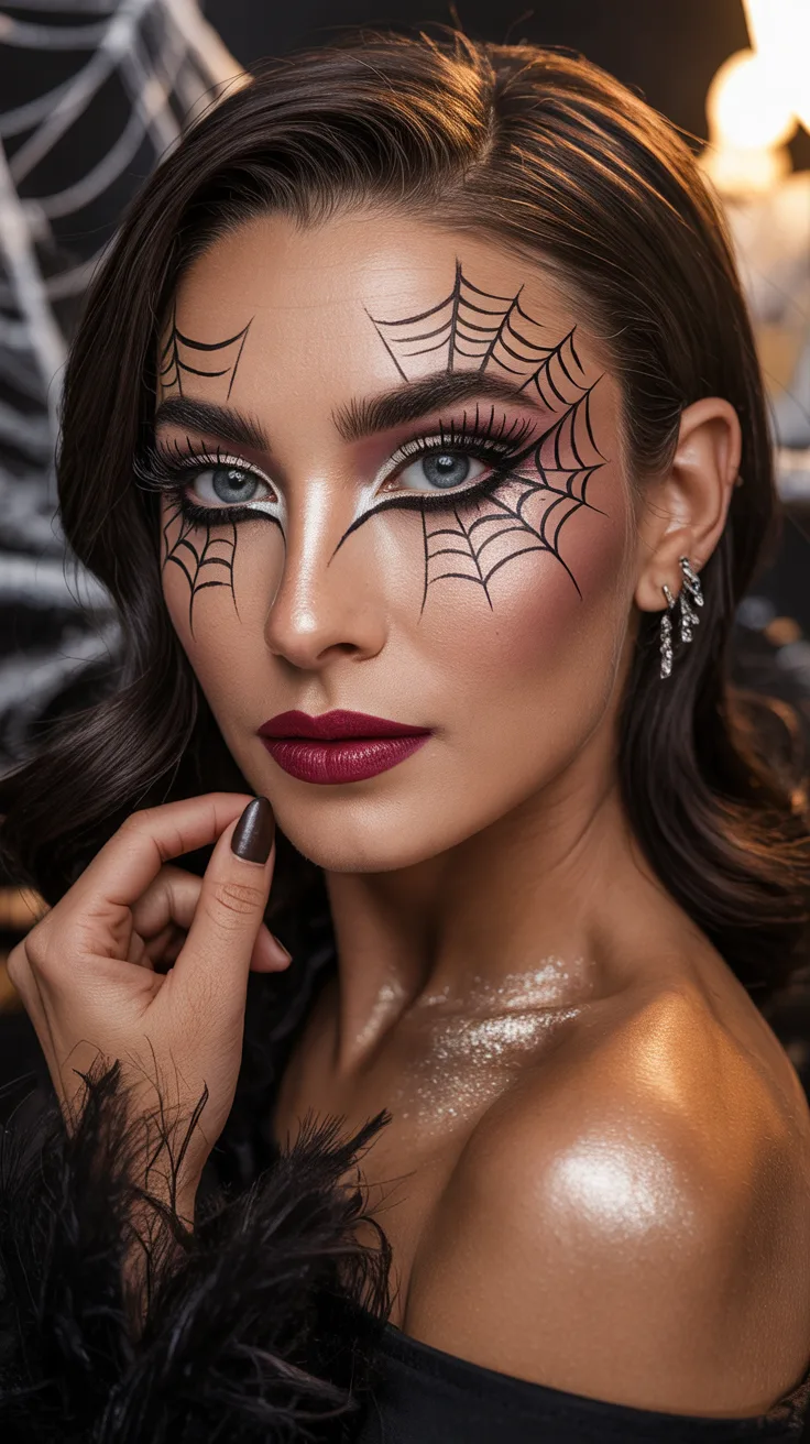 2. Glamorous Spider Web Eye Makeup