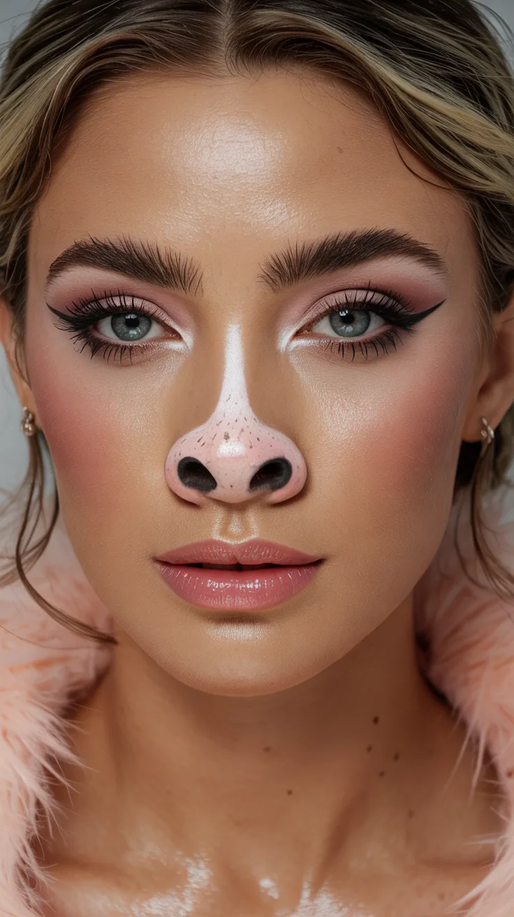 4. Cute Cow Nose and Muzzle Makeup